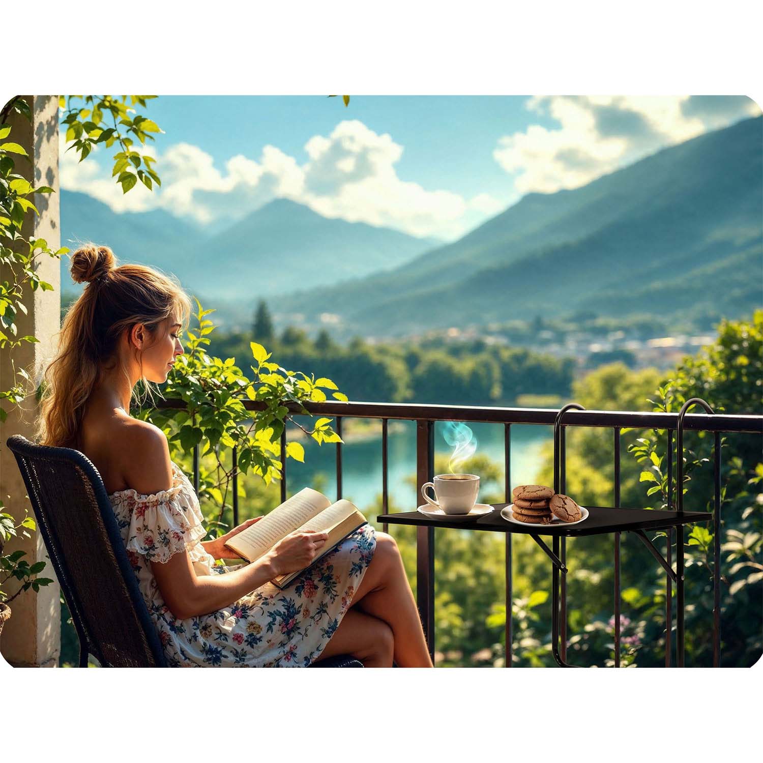 Vastupidav rõdulaud 60x43cm kokkupandav Sofotel SO-982 must - Image 6