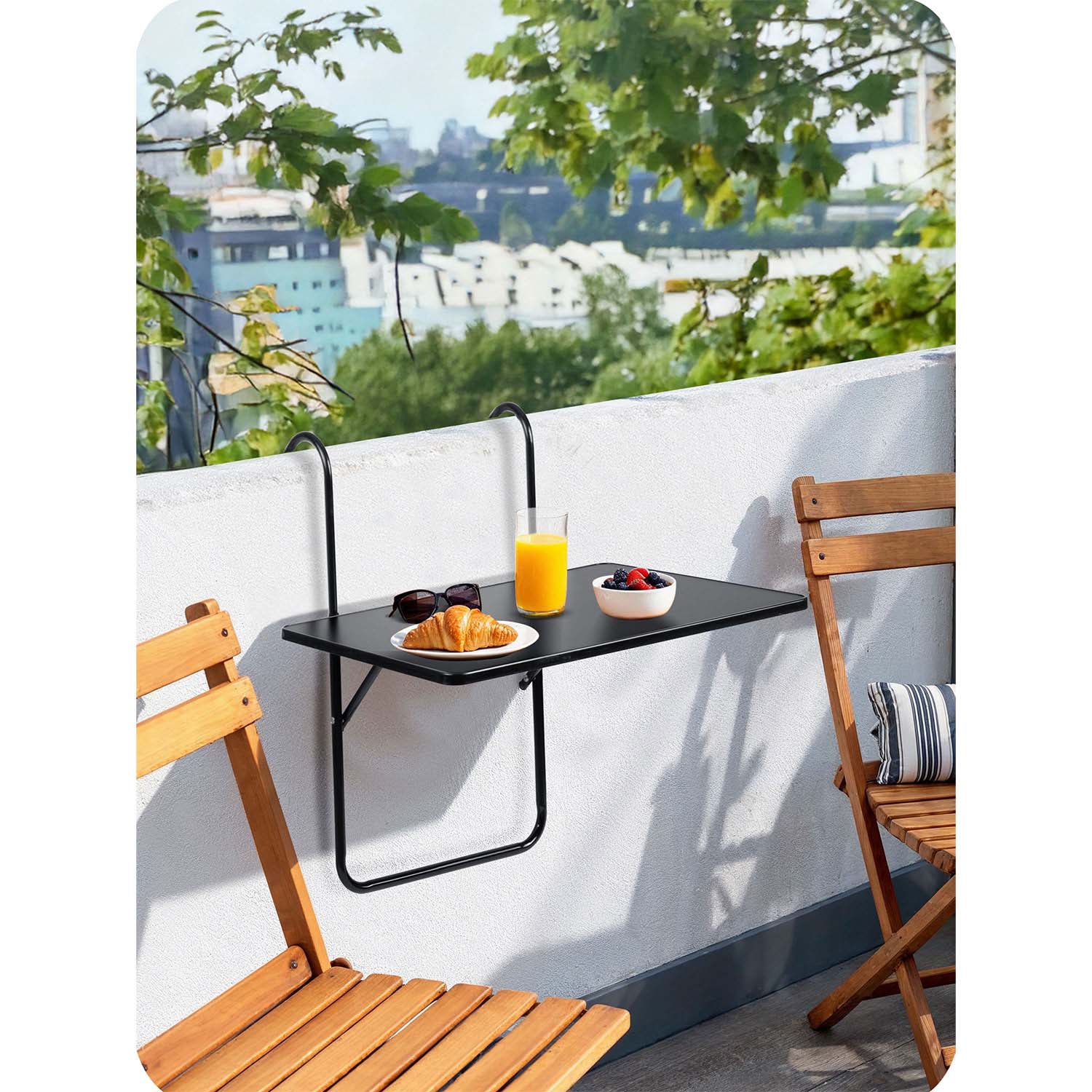 Vastupidav rõdulaud 60x43cm kokkupandav Sofotel SO-982 must - Image 5