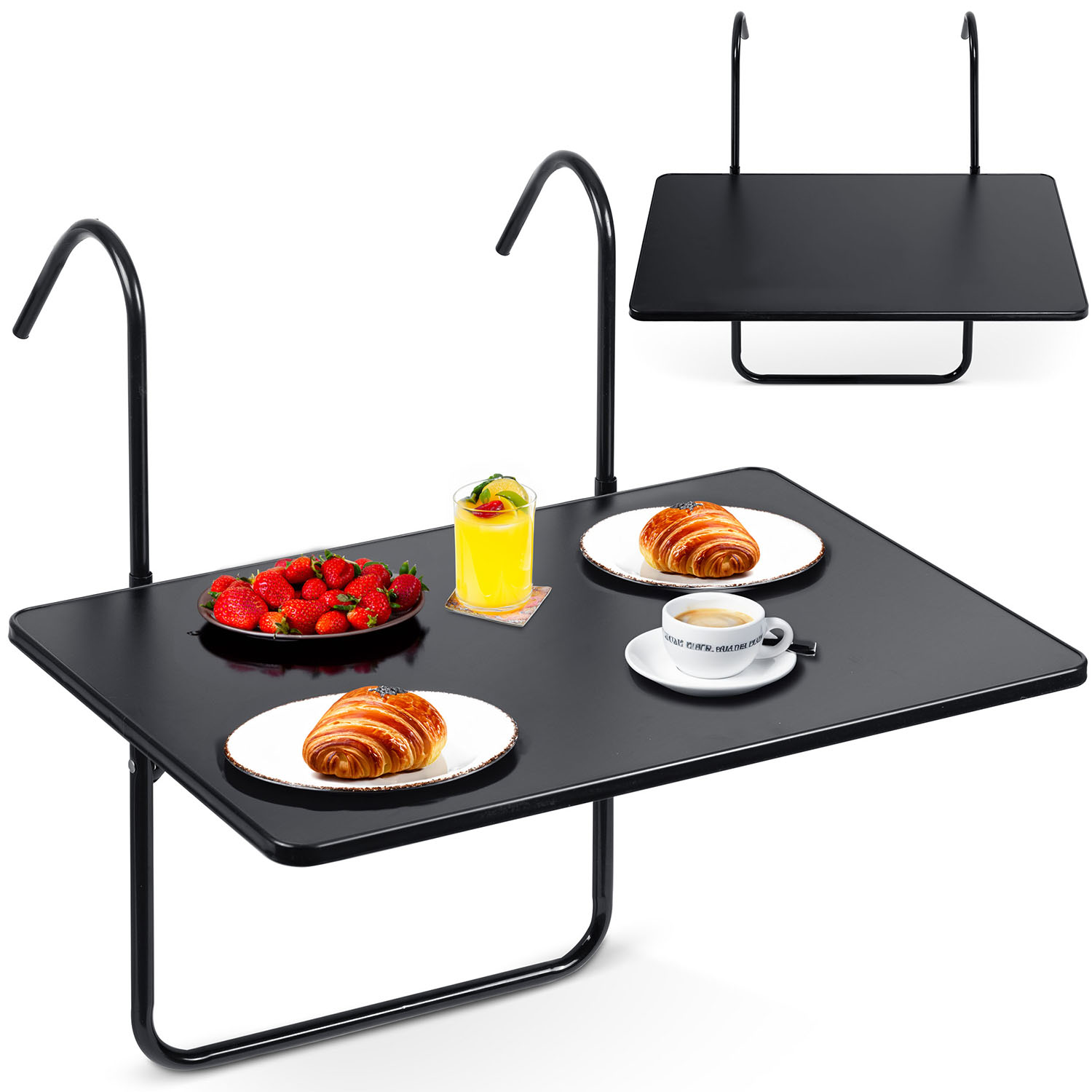 Vastupidav rõdulaud 60x43cm kokkupandav Sofotel SO-982 must