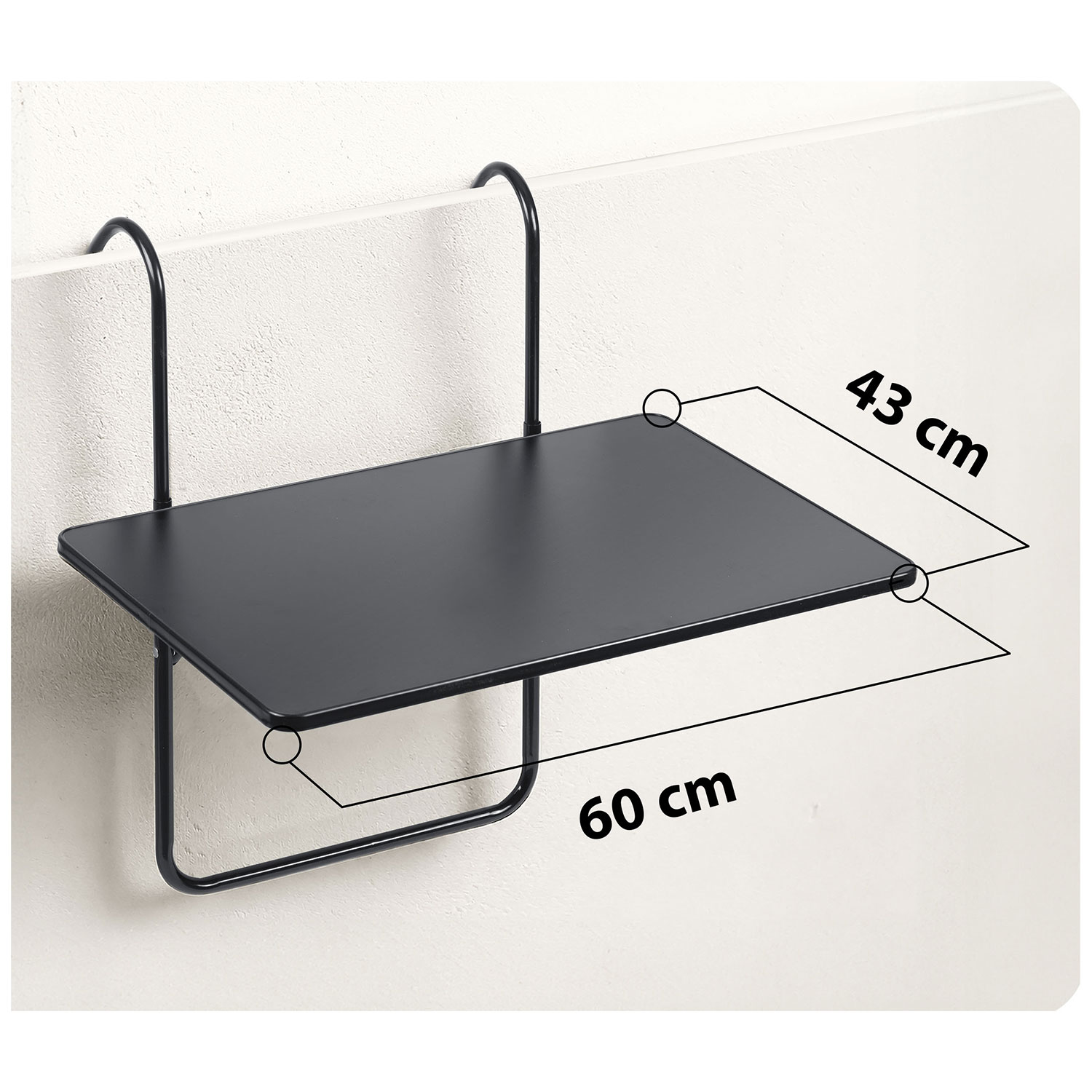 Vastupidav rõdulaud 60x43cm kokkupandav Sofotel SO-982 must - Image 4