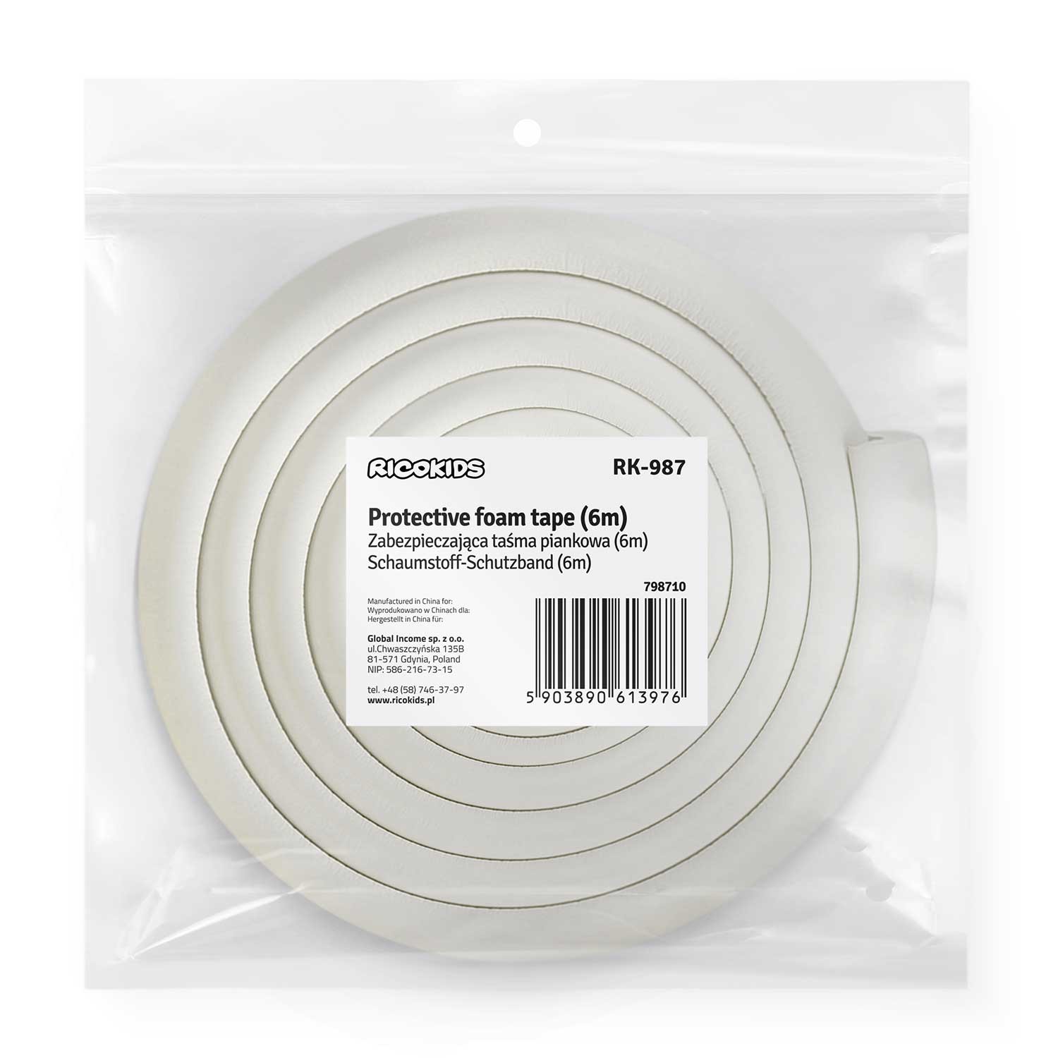 Ricokids 798710 vahtplastist turvateip valge 6 m - Image 2