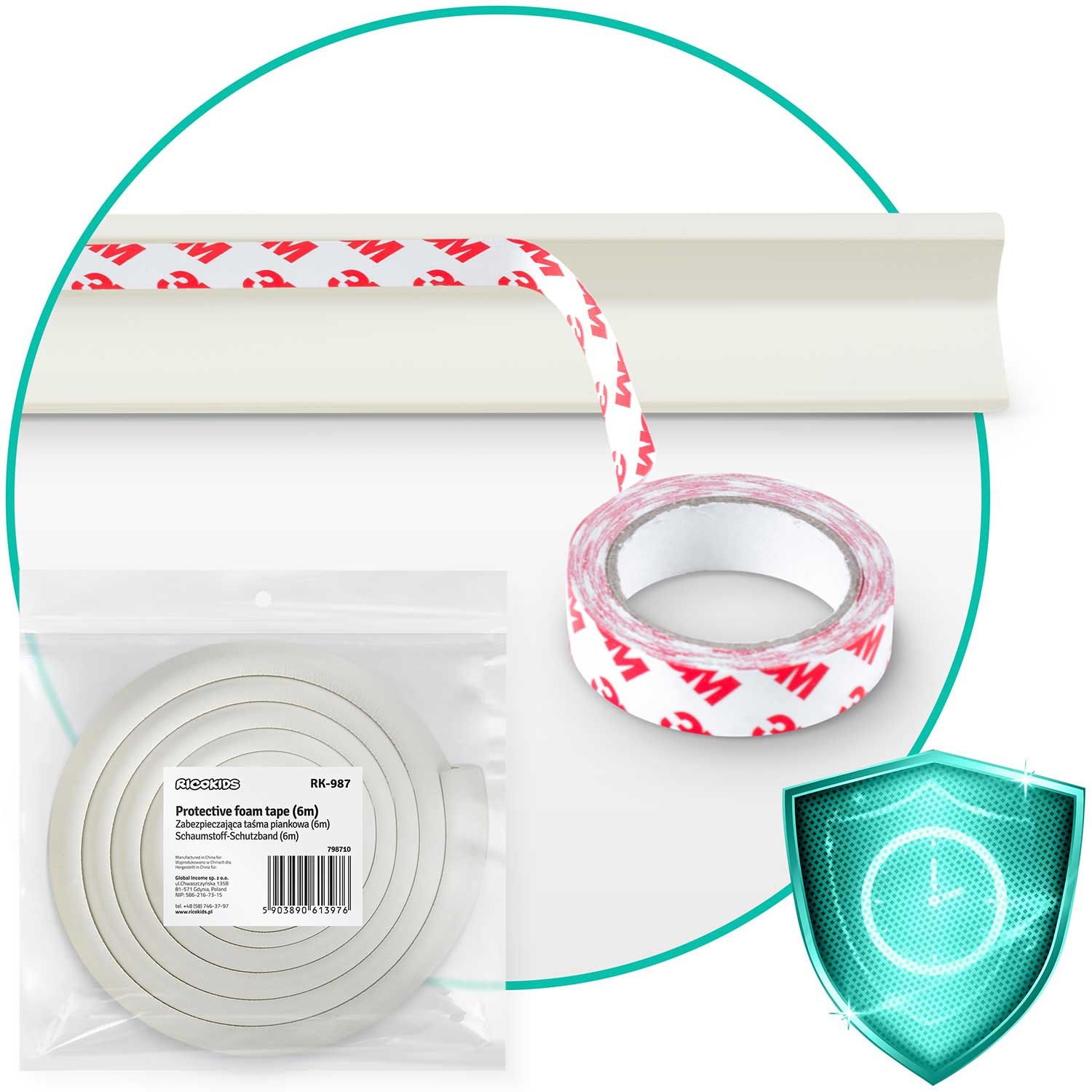 Ricokids 798710 vahtplastist turvateip valge 6 m - Image 5