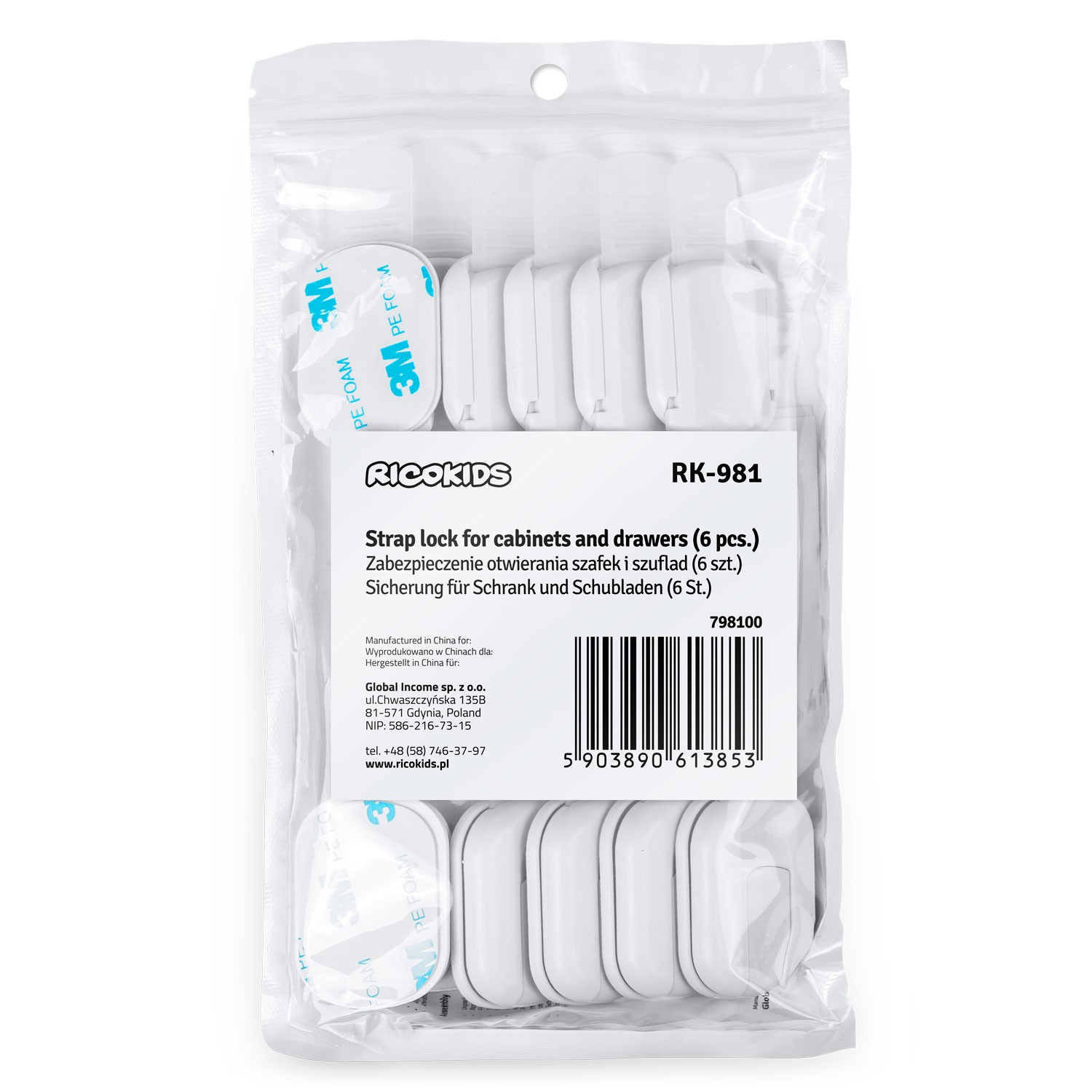 Ricokids 798100 kapi avamiskaitse 6 tk valge - Image 4