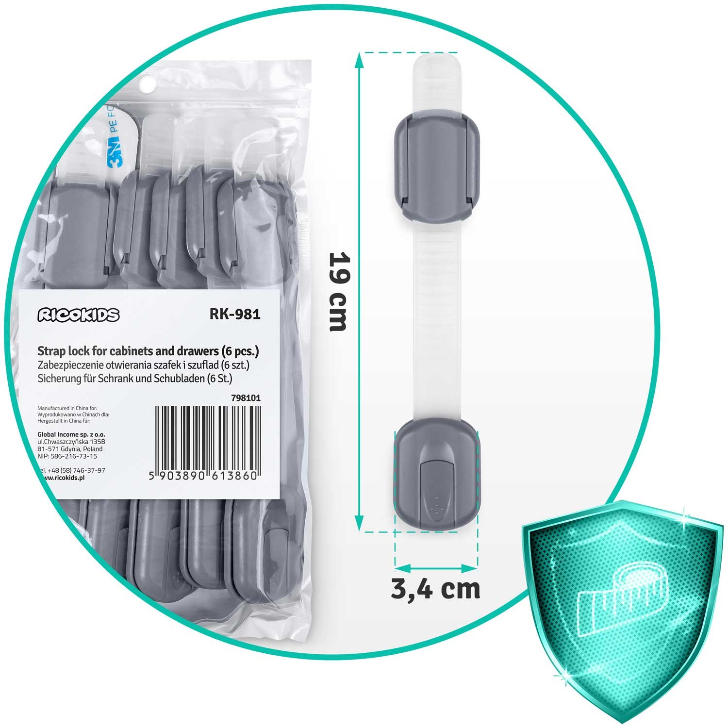 Ricokids 798101 kapi avamiskaitse 6 tk hall - Image 8