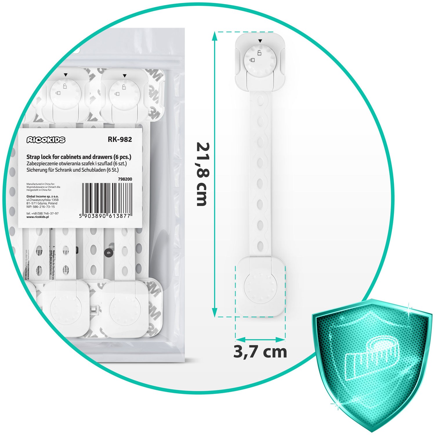 Ricokids 798200 kapi avamiskaitse 6 tk valge - Image 6