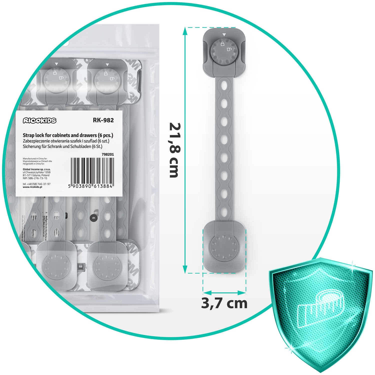 Ricokids 798201 kapi avamiskaitse 6 tk hall - Image 5