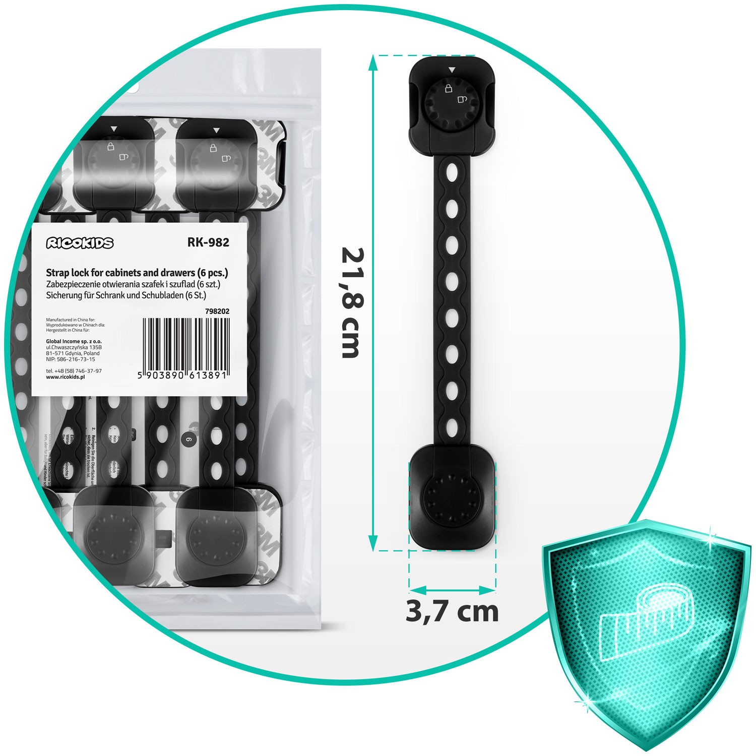 Ricokids 798202 kapi avamiskaitse 6 tk must - Image 7