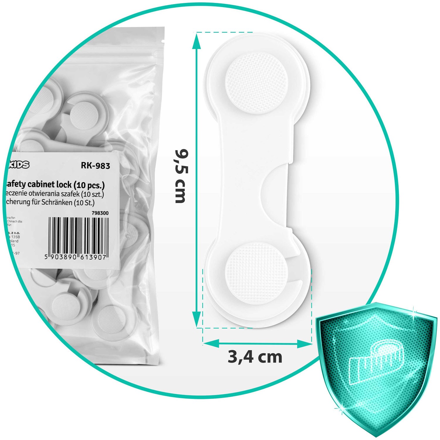 Ricokids 798300 kapi avamiskaitse 10 tk valge - Image 5