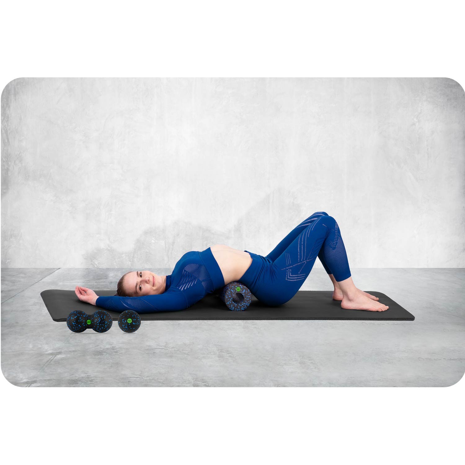 Harjutusrull + pall + topeltmassaažipalli komplekt NS-998 must ja sinine - Image 3
